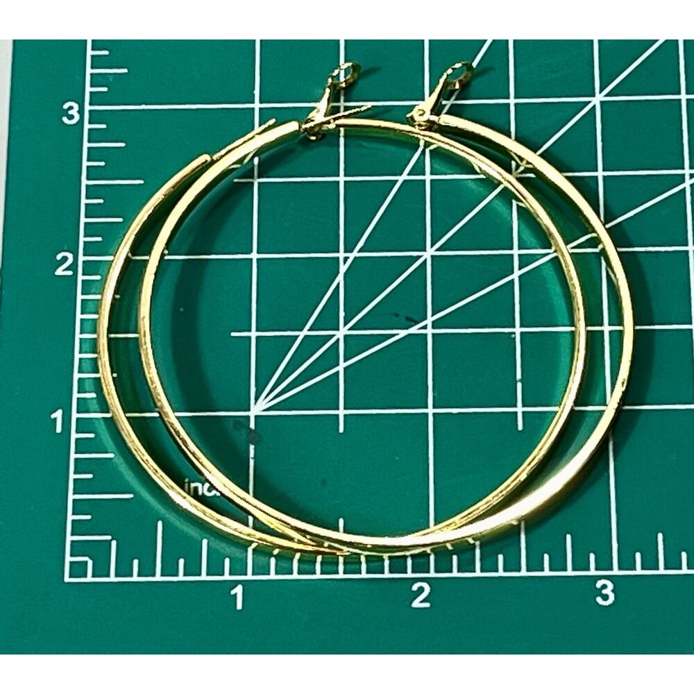 VTG 925 Sterling Silver Gold Tone Hoop Earrings 2.5” Large Flat Hoops 17.7g - Picture 12 of 13